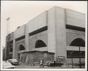 Construction of Boylston Building, Boston Public Library, building fully glad in granite