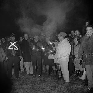 Southeastern Massachusetts Technological Institute hearing, lighting of bonfire, North Dartmouth, MA