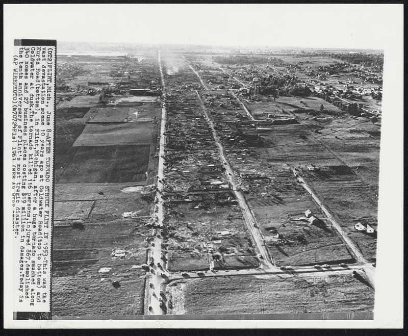 After Tornado Struck Flint in 1953This was the vast devastation scene
