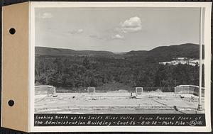 Contract No. 56, Administration Buildings, Main Dam, Belchertown, looking north up the Swift River Valley from second floor of the administration building, Belchertown, Mass., Aug.10, 1938