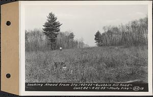 Contract No. 82, Constructing Quabbin Hill Road, Ware, looking ahead from Sta. 140+25, Ware, Mass., Apr. 25, 1939