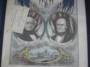 Framed print with portraits of Martin Van Buren and Charles F. Adams