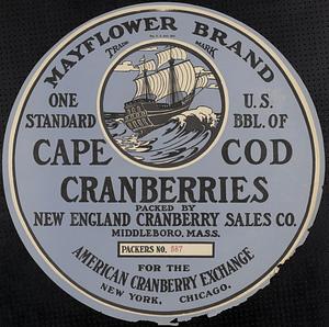 Mayflower Brand Cape Cod Cranberries 100 lb. Barrel Label