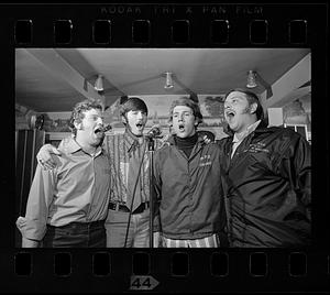 Locals sing at amateur night, Kilgarriff's Café, Jamaica Plain