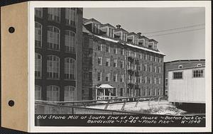 Old stone mill at south end of dye house, Boston Duck Co., Bondsville, Palmer, Mass., Jan. 3, 1940