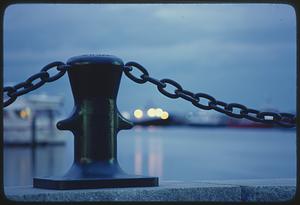 Ship bollard and chain, Boston waterfront