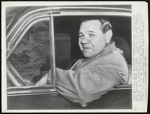 Mexico Bound? -- Babe Ruth takes a spin along Riverside Drive here today. In Mexico City Jorge Pasquel, president of the Mexican Baseball League, said Ruth was expected there in a day or two. Both Ruth and Pasquel declined to confirm reports Ruth would be offered a Mexican League managership.