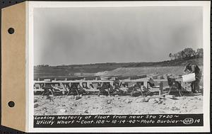 Contract No. 108, Utility Wharves, Quabbin Reservoir, Ware, looking westerly at float from near Sta. 7+20, Ware, Mass., Oct. 14, 1940