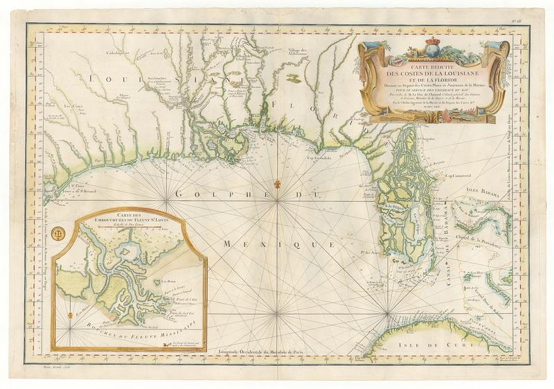 Carte reduite des costes de la Louisiane et de la Floride, dressee au depost des cartas plans et journaux de la marine