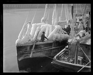 Ice covered boat Vagabond