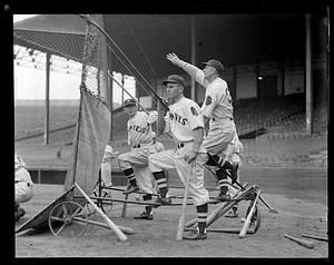 L to R: Randy Moore, Hal Lee, and Bill McKechnie, Boston Braves, Braves Field