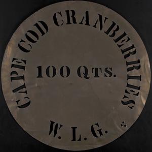 Cape Cod Cranberries 100 Qts. W.L.G. Barrel Stencil