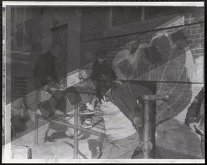 Group of young people outside by stairwell