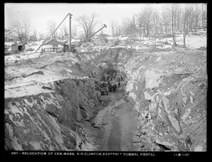 Relocation Central Massachusetts Railroad, easterly tunnel portal, Clinton, Mass., Jan. 1, 1903