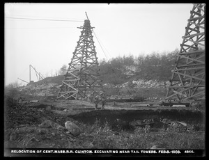 Relocation Central Massachusetts Railroad, excavating near Tail Towers, Clinton, Mass., Feb. 3, 1903