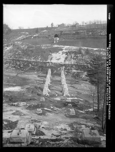 Relocation Central Massachusetts Railroad, pedestals and abutments for viaduct, easterly, Clinton, Mass., Feb. 3, 1903