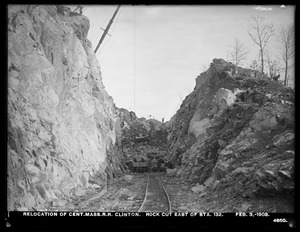 Relocation Central Massachusetts Railroad, rock cut, east of station 132, Clinton, Mass., Feb. 3, 1903