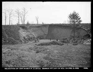 Wachusett Reservoir, relocation Central Massachusetts Railroad, borrow pit left of station 194, Clinton, Mass., Feb. 6, 1903