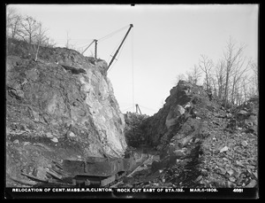 Relocation Central Massachusetts Railroad, rock cut, east of station 132, Clinton, Mass., Mar. 6, 1903