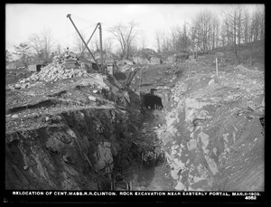 Relocation Central Massachusetts Railroad, rock excavation, near easterly portal, Clinton, Mass., Mar. 6, 1903