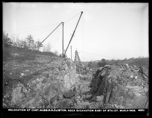 Relocation Central Massachusetts Railroad, rock excavation, east of station 127, Clinton, Mass., Mar. 6, 1903