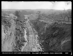 Relocation Central Massachusetts Railroad, fill east of Clamshell Road, Clinton, Mass., Mar. 6, 1903