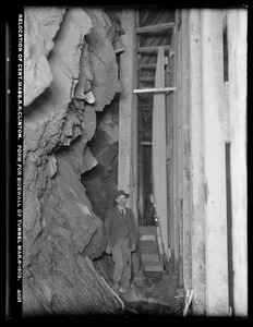 Relocation Central Massachusetts Railroad, form for sidewall of tunnel, Clinton, Mass., Mar. 6, 1903