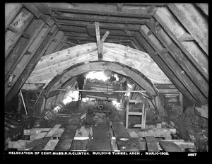 Relocation Central Massachusetts Railroad, building tunnel arch, Clinton, Mass., Mar. 10, 1903