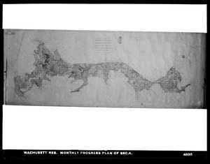 Wachusett Reservoir, North Dike, easterly portion, monthly progress plan of excavating soil, Section 6, Mass., March or April 1903
