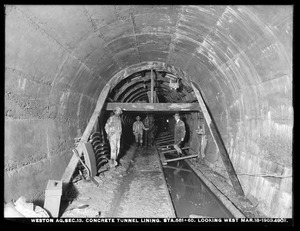 Weston Aqueduct, Section 13, concrete tunnel lining, station 581+60, looking west, Weston, Mass., Mar. 18, 1903