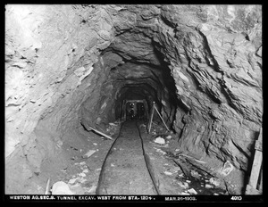 Weston Aqueduct, Section 3, tunnel excavation, west from station 120+, Framingham, Mass., Mar. 26, 1903