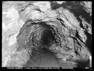 Weston Aqueduct, Section 3, tunnel excavation, east from station 114+60, Framingham, Mass., Mar. 26, 1903