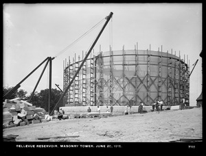 Distribution Department, Southern Extra High Service Bellevue Reservoir, masonry tower, Bellevue Hill, West Roxbury, Mass., Jun. 28, 1915