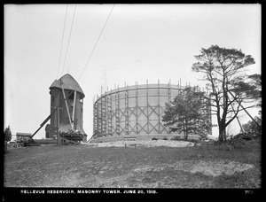 Distribution Department, Southern Extra High Service Bellevue Reservoir, masonry tower, Bellevue Hill, West Roxbury, Mass., Jun. 28, 1915