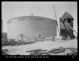 Distribution Department, Southern Extra High Service Bellevue Reservoir, east side of masonry tower, Bellevue Hill, West Roxbury, Mass., Oct. 25, 1915