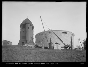 Distribution Department, Southern Extra High Service Bellevue Reservoir, northwest side of masonry tower, Bellevue Hill, West Roxbury, Mass., Nov. 1, 1915