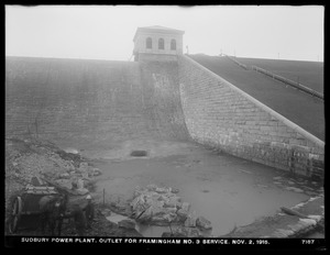 Sudbury Department, Sudbury Dam Hydroelectric Power Plant, outlet for Framingham Reservoir No. 3 service, Southborough, Mass., Nov. 2, 1915