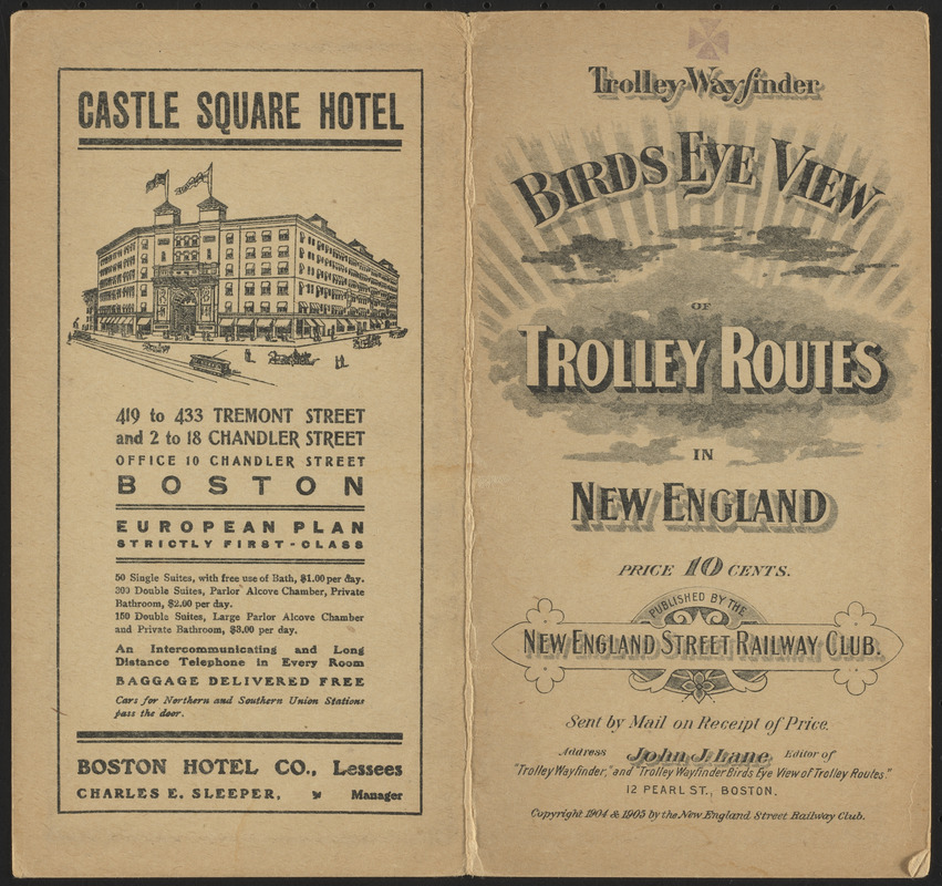 Trolley wayfinder, birds eye view of trolley routes in New England