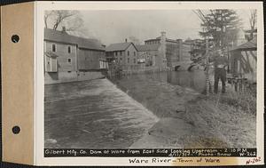 Gilbert Manufacturing Co., dam at Ware from east side looking upstream, Ware River, Ware, Mass., 2:10 PM, Apr. 11, 1931