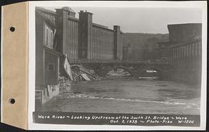 Ware River, looking upstream at the South Street bridge, from rear Pulaski Street, Ware, Mass., Oct. 3, 1938