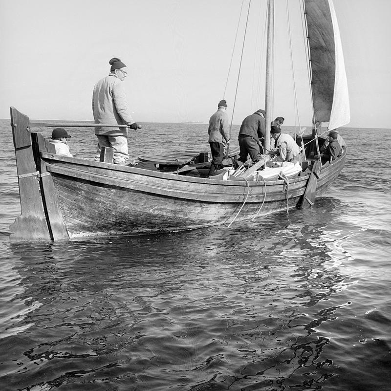 Crew filming the vessel Shallop II in Cape Cod Bay and around the harbor in Plymouth, MA