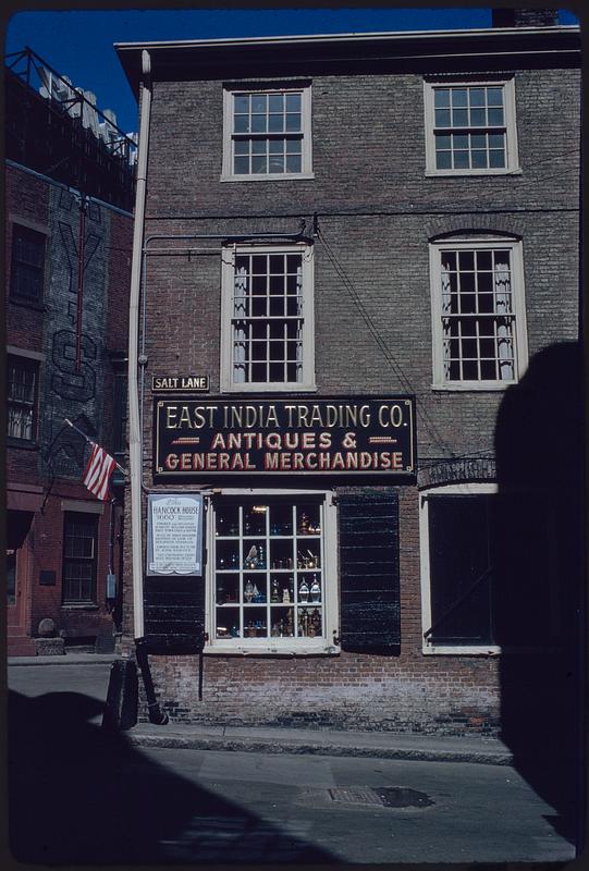 Ebenezer Hancock house with "East India Trading Co." sign, Boston