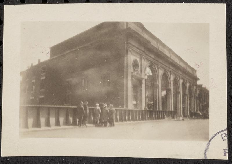 Back Bay Station after fire, exterior view Digital Commonwealth