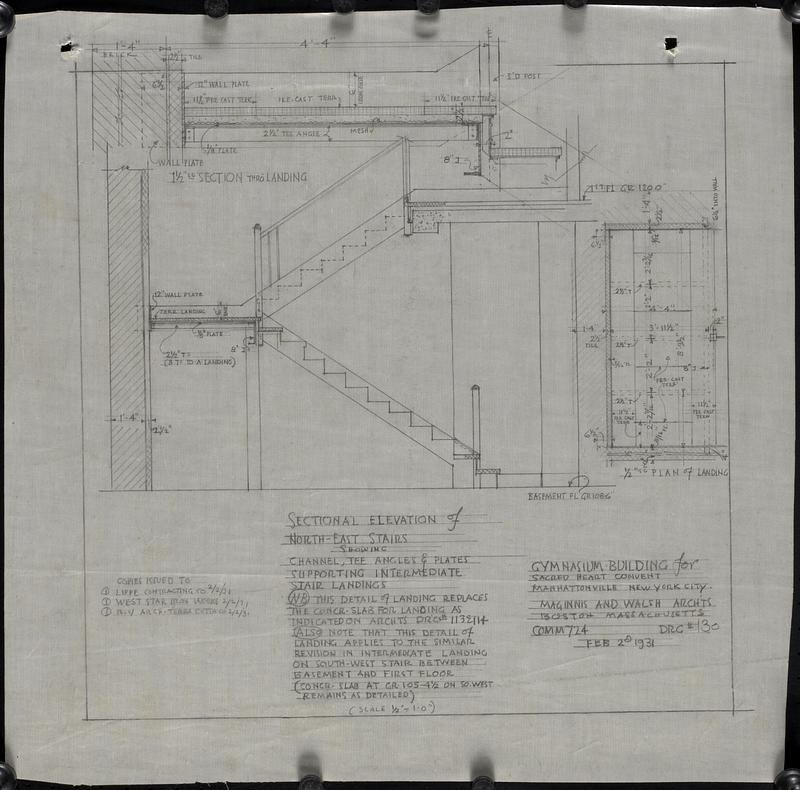 Sectional elevation of northeast stairs