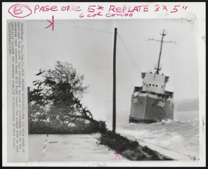 Cleo Grounds Motorship--The 110 mile winds of hurricane Cleo drove this ...