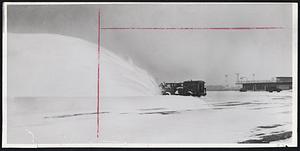 Go, Snow! -- Four snowblowers like machine pictured here were kept busy yesterday removing snow from runways and taxiways at Boston Airport, restoring field to operational status after storm-born shutdown. Flying resumed yesterday evening after 28-hour lapse.