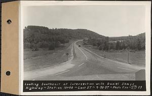 Contract No. 57, Portion of Petersham-New Salem Highway, New Salem, Franklin County, looking southeast at intersection with Daniel Shays Highway, Sta. 10+00, New Salem, Mass., Sep. 30, 1937