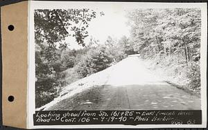 Contract No. 106, Improvement of Access Roads, Middle and East Branch Regulating Dams, and Quabbin Reservoir Area, Hardwick, Petersham, New Salem, Belchertown, looking ahead from Sta. 161+25, East Branch access road, Belchertown, Mass., Sep. 19, 1940