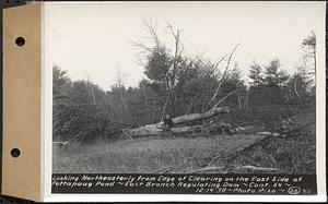 Contract No. 66, Regulating Dams, Middle Branch (New Salem), and East Branch of the Swift River, Hardwick and Petersham (formerly Dana), looking northeasterly from edge of clearing on the east side of Pottapaug Pond, east branch regulating dam, Hardwick, Mass., Dec. 14, 1938