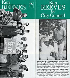 Ken Reeves for City Council pamphlet, circa 1989